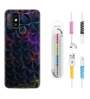 INFINIX Hot 8 9 10 11S Hot 10 Play 10T Kılıf Kablo Koruma Spiral Silikon Renkli Prizmalar 1783