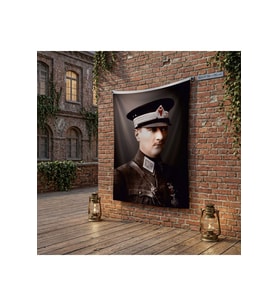 Mustafa Kemal Atatürk Altın İmzalı Poster poster Bayrak Raşel Kumaş 100x150 cm ATA42