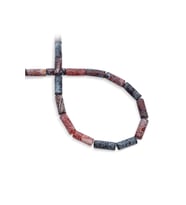 Akik Taşı Silindir Kesim Siyah Kırmızı 6x15mm Doğal Taş Dizi