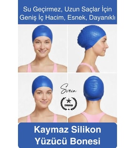 #Bone Su Geçirmez Kaymaz Silikon Yüzücü Bonesi Yüzme Şapkası Uzun Saç Yetişkin Esnek Havuz Deniz