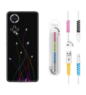 Huawei Nova Y70 Y90 Nova 9 SE  Kılıf Kablo Koruma Spiral Silikon Line Planet 1736