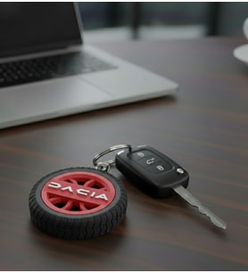 Dacia Uyumlu Özel Tasarım Araba Anahtarlığı - Premium Hafif ve Dayanıklı Anahtarlık (Kırmızı)