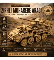 Zırhlı Muharebe Aracı Ahşap Maket Seti – DIY 3D Puzzle M1296 Tank Koleksiyoner Modeli 760 Parça