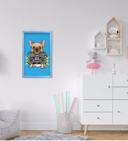 BK Home Köpek Tasarımlı Dekoratif Mavi Ahşap Çerçeveli Çocuk Odası Tablo-1