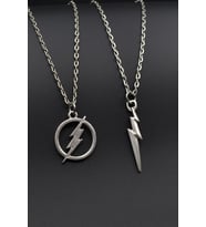 2'li The Flash - Şimşek Erkek Kadın Kolye Seti 925 Ayar Gümüş Kaplama