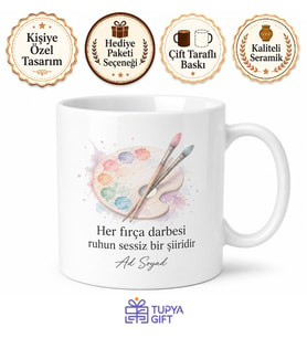 Resim Sever İçin Kişiye Özel İsimli Baskılı Kupa Bardak Sanat Hediyesi