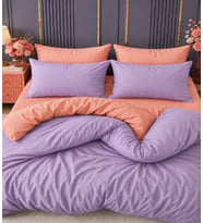 More Home Çift Kişilik Yorgan Kılıfı + Yastık Kılıfı (Çarşafsız) Somon Lila