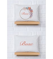 Pia Baby Premium %100 Pamuk İkili İsim Yazılı Kız Bebek Yastık Kılıfı – 35x45 cm Organik Baskı 5031-13 (Ekru)