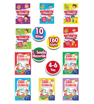 4 - 5 - 6 Yaş Matematik & Çizgi Çalışması Seti 10 Kitap (Çok Renkli)
