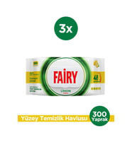 Fairy Cok Amaclı Yuzey Temizleme Mendili 100 Yaprak 3 Adet Limon Yaglı Beyaz Sirke Karbonat