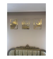 Numa Concept Sazlık 3'lü Aynalı Gold Pleksi Tablo