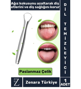 Premium Hijyenik Diş Sağlığını Koruyan Ağız Kokusu Önleyen Paslanmaz Çelik Dil Temizleyici