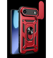 iPhone 17 Air Pars Lens Yüzüklü Silikon - Kırmızı