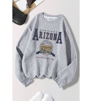 Arizona Baskılı Oversize Sweatshirt (Gri)