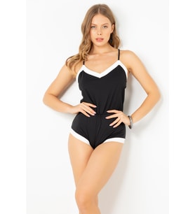 DoReMi Pamuklu Şortlu Tulum Pijama (Siyah)