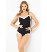 DoReMi Pamuklu Şortlu Tulum Pijama (Siyah)