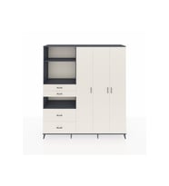 Hyperion Gardrop 12 Raflı 4 Çekmeceli Tek Askılı 220x44x243 Antrasit-Aytaşı/Aytaşı