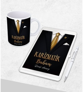 Kişiye Özel  Babalar Günü Hediyesi Defter& Kupa   &Kalem Seti