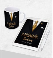 Kişiye Özel  Babalar Günü Hediyesi Defter& Kupa   &Kalem Seti