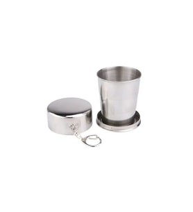 SPELT Katlanır Paslanmaz Çelik 150 ml Mini Bardak Taşınabilir Kapaklı Kamp Seyahat Outdoor Anahtarlık