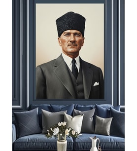 Mustafa Kemal Atatürk Portresi Dekoratif Kanvas - Mdf Ahşap Tablo