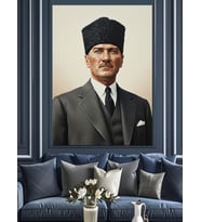 Mustafa Kemal Atatürk Portresi Dekoratif Kanvas - Mdf Ahşap Tablo