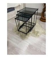 Siyah Minimalist Zigon Sehpa Takımı Modern Dekoratif Metal Sehpa