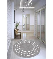 Gri Çerçeveli Kaymaz Tabanlı Yıkanabilir Yuvarlak Halı AR935 - 100 x 100 cm