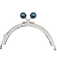 Angel Çanta Aksesuar 10.5 cm Gümüş Metal Koyu Lacivert Toplu Oval Cüzdan Klipsi Çanta Bursu Model 2