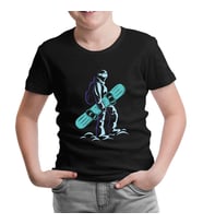 Man Holding Snowboard Siyah Çocuk Tshirt