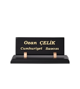 Ahşap Siyah Şık Tasırım Modern Masa İsimlik Ofis Dekoru