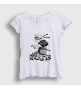 Presmono Kadın Beyaz Kunai Anime Naruto T-Shirt 133673tt