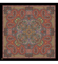 Etnik Desen İtalyan Şifon Seri Eşarp Eşarp Askısı İle Birlikte 140x140 cm Turunc