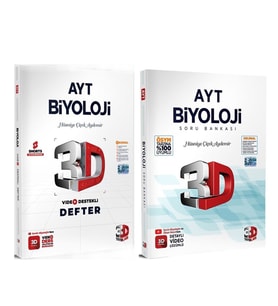 3D AYT Biyoloji Defter ve Soru Bankası Seti 2 Kitap