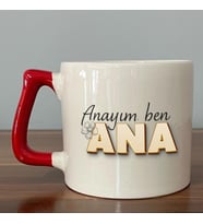 Anayım Ben Ana Baskılı Kırmızı Kulplu D Kupa