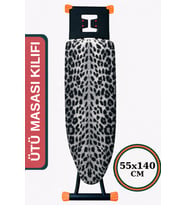 Ütü Masası Kılıfı Büyük Boy İpli Stoperli Keçeli Kılıfı Örtüsü Bezi 55x140cm GRAY LEOPAR