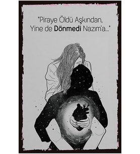 Piraye Ve Nazım Retro Ahşap Poster