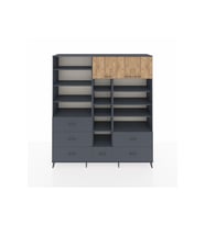 Hyperion Dolap 17 Raflı 6 Çekmeceli 3 Kapaklı 220x44x243 Antrasit-Çam/Antrasit