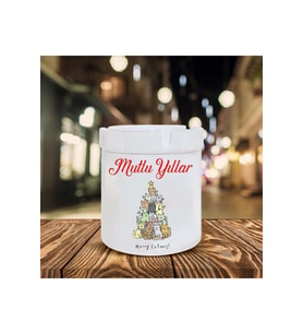 Yılbaşı Noel Temalı Baskılı Seramik Şık Küllük