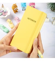 9x18 cm Sert Kapak Kareli Tarihsiz Dikişli Not Okul Defteri - Sarı