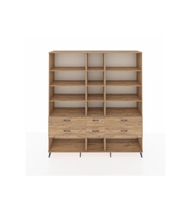 Hyperion Gardrop 12 Raflı 6 Çekmeceli  220x44x243 Çam-Çam/Çam