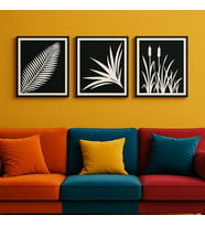 3'lü Modern Sazlık Duvar Tablosu Seti Doğa Temalı Ahşap Aynalı Pleksi Tablo Her Biri 32x26 (Gümüş)