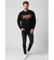 Erkek Siyah Tokyo Japan Baskılı Bisiklet Yaka Sweatshirt (K.Siyah)