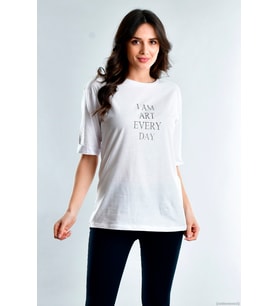 20021916 Süprem I Am Art Taş Baskılı Kısa Kol T-Shirt BEYAZ