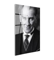 Tamperli Gerçek Cam Tablo Atatürk Çizgili Kravat Klasik Giyim Atatürk Tablosu Duvar Dekoru