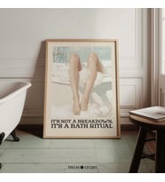 Komik Banyo Ritüeli Duvar Sanatı, Retro Banyo Öz Bakım Posteri