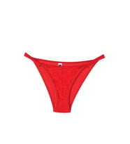 Tutku 12' li Kadın Çift Biyeli Önü Tüllü Bikini Külot (Kırmızı)
