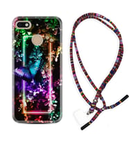 General Mobile GM8 Go GM9 GM20 Pro Plus Kılıf Boyun Asklı Rasta Silikon Butterfly Neon 1684