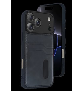 Pilelistore   Apple iPhone 17 Pro Max Sara Kartvizitli Deri Kılıf - Siyah