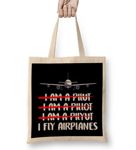 Cute & Funny I Fly Airplanes Pilot Joke Flying Pun Bez Çanta Uzun Saplı